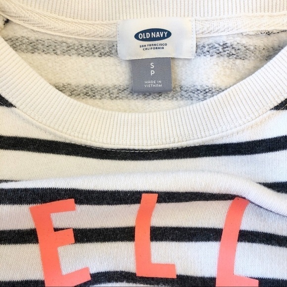 Old NAVY “Hello There”’Graphic Striped Sweatshirt Size Small in Black and White - Picture 13 of 14